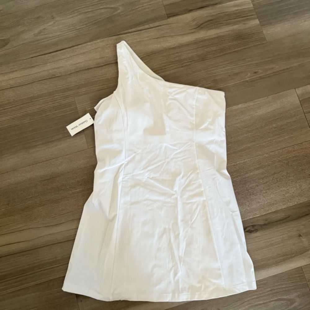 New Outdoor Voices White Workout Exercise One Shoulder Mini Dress Size XL - Picture 3 of 6